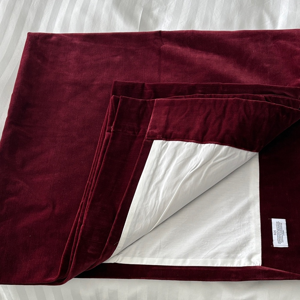 Two Panel Restoration Hardware Burgundy Velvet Curtain